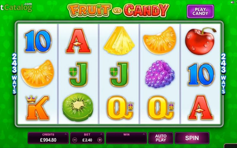 giao diện slot candy fruit với biểu tượng trái cây sống động